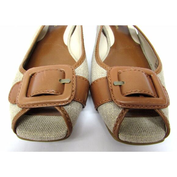 Cole Haan 6.5 B ankle strap slingback flats heels open toe peep low hee - Picture 3 of 12